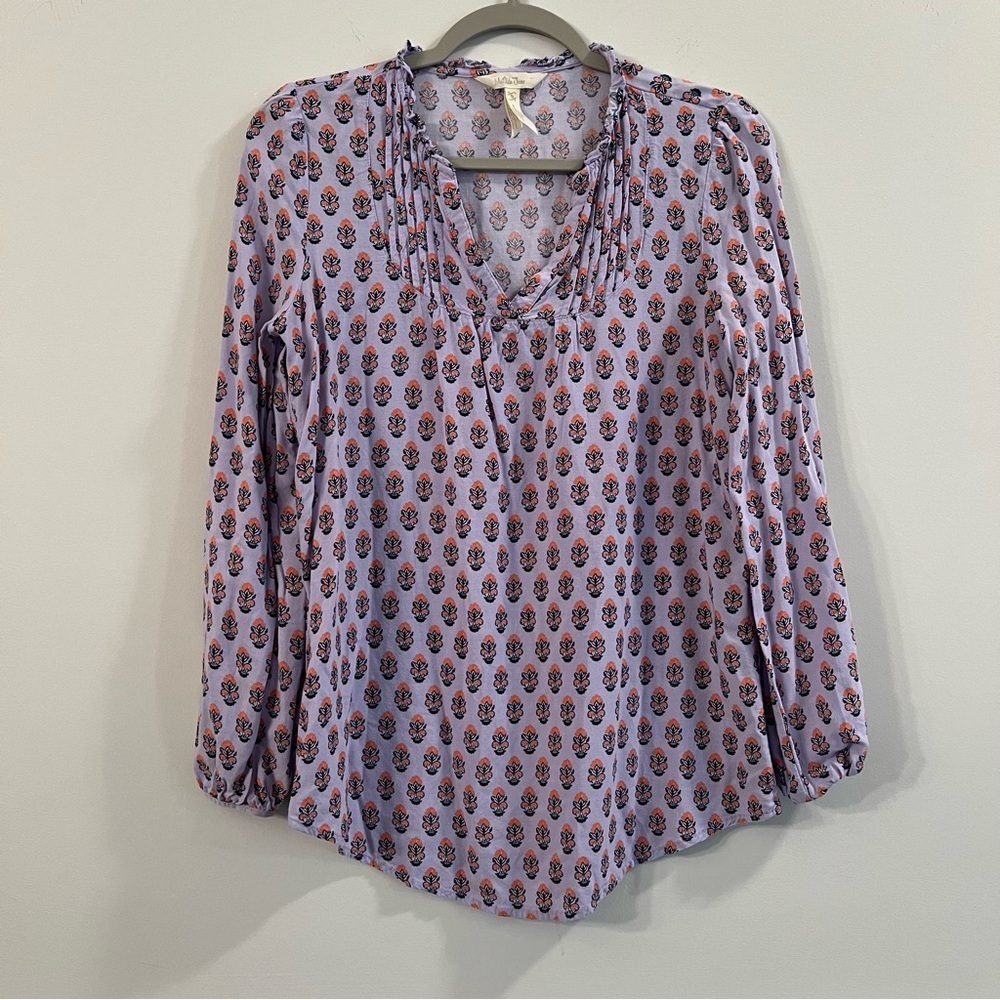 Women’s Matilda Jane purple patterned long sleeve blouse size small S